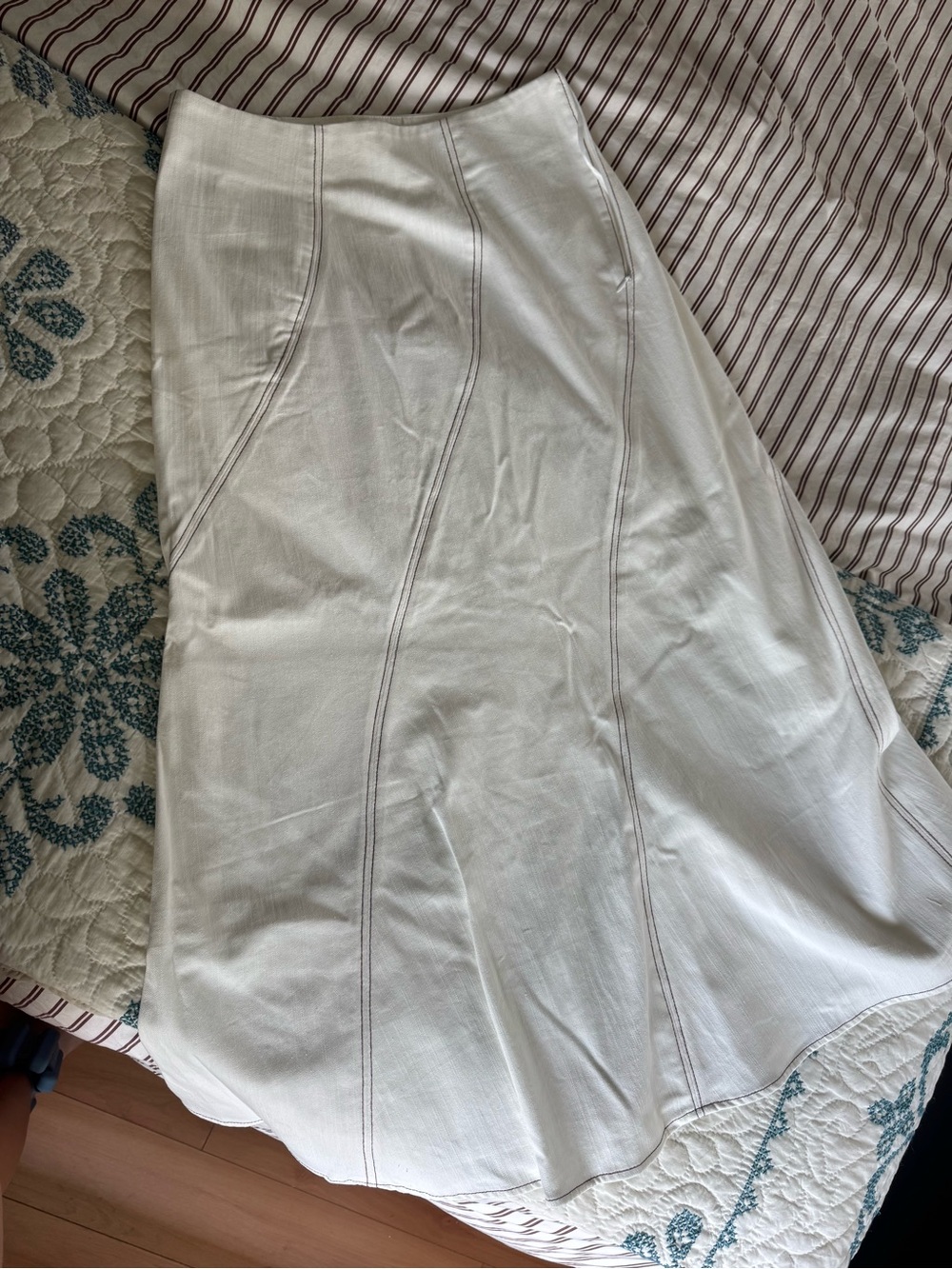 White cotton denim Midi Skirt